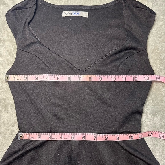 Bailey Blue Mini Peplum Dress Women Sz S Black Sweetheart Sleeveless Stretch Y2K - Picture 4 of 9